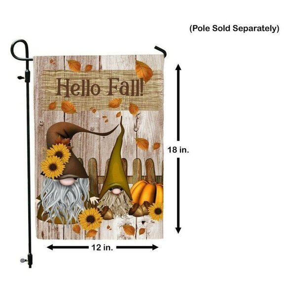 HELLO FALL Gnomes Double Sided Fall Gnome Garden Flag with Pumpkin Leaves NEW - Picture 5 of 7
